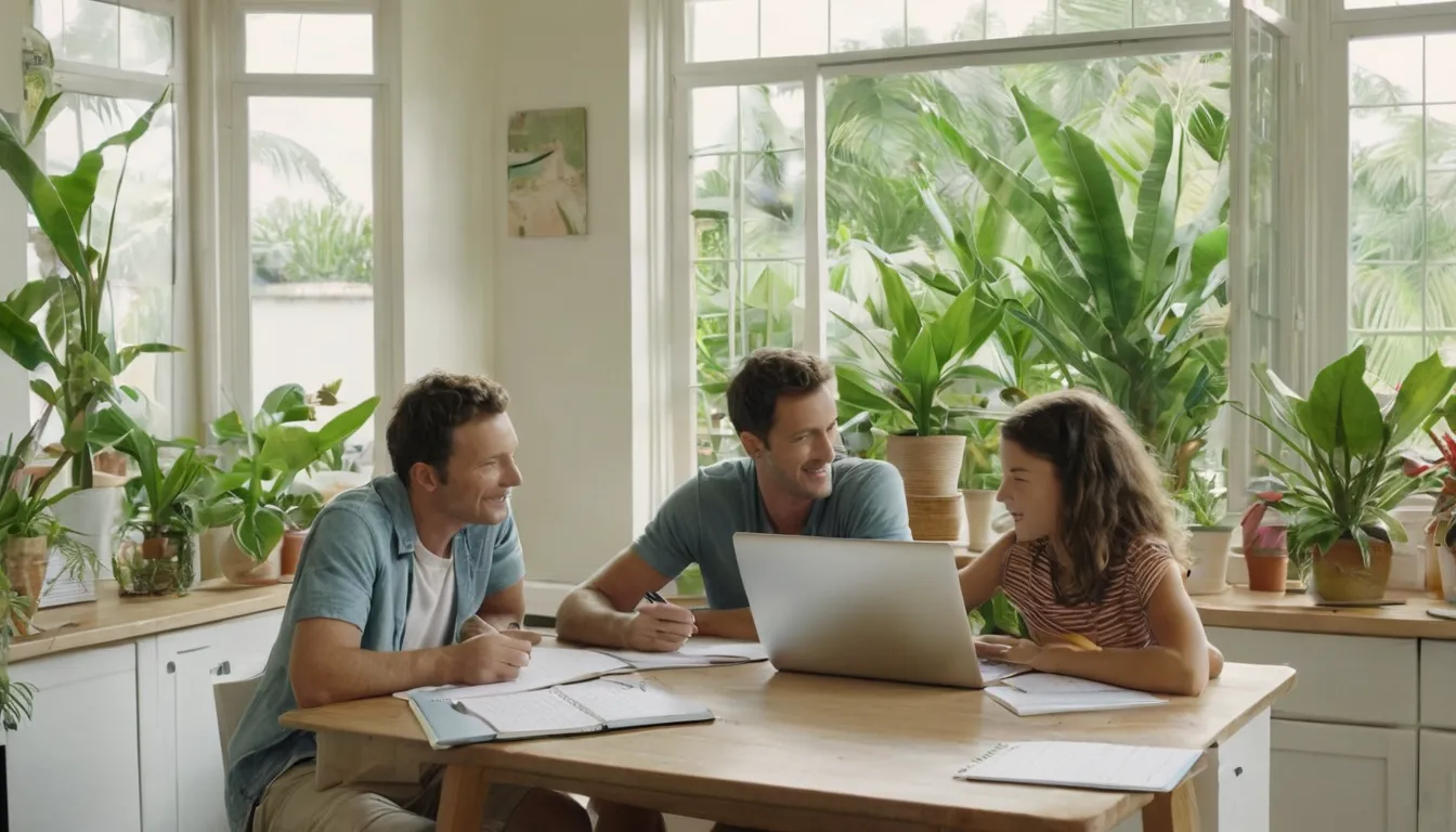 A family at a kitchen table planning a septic service visit around their day